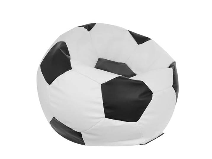 Ecopuf Sitzsack Ball - Bean Bag Ball - Sitzsäcke fur Gaming Sack - Zubehör für Fussball Fans - Öko-Leder - 90x55cm, Schwarz E14