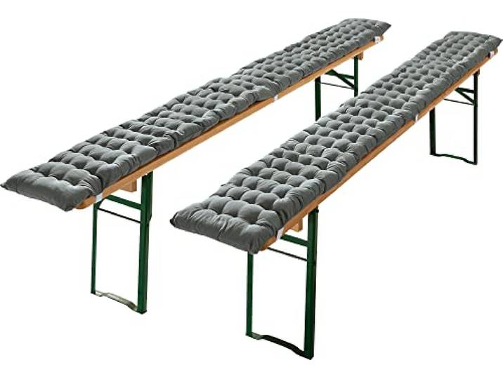 REDBEST Bierbank-Auflage, Sitzauflage Bierzeltgarnitur gepolstert 2er-Pack grau Größe 25x220 cm - strapazierstark und langlebig, bequemer Sitzkomfort, mit elastischen Bändern