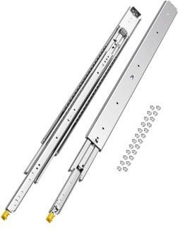 VEVOR Volledig uitschuifbare ladegeleiders met kogellagers en dubbele vergrendeling, 104,7 cm, zilver