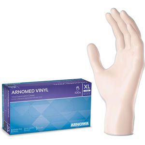 Arnomed Einmalhandschuhe Vinyl, transparent, 100 Stk, Vinyl, chemikalienbeständig, lebensmittelecht, Größe XL, 100 Stück
