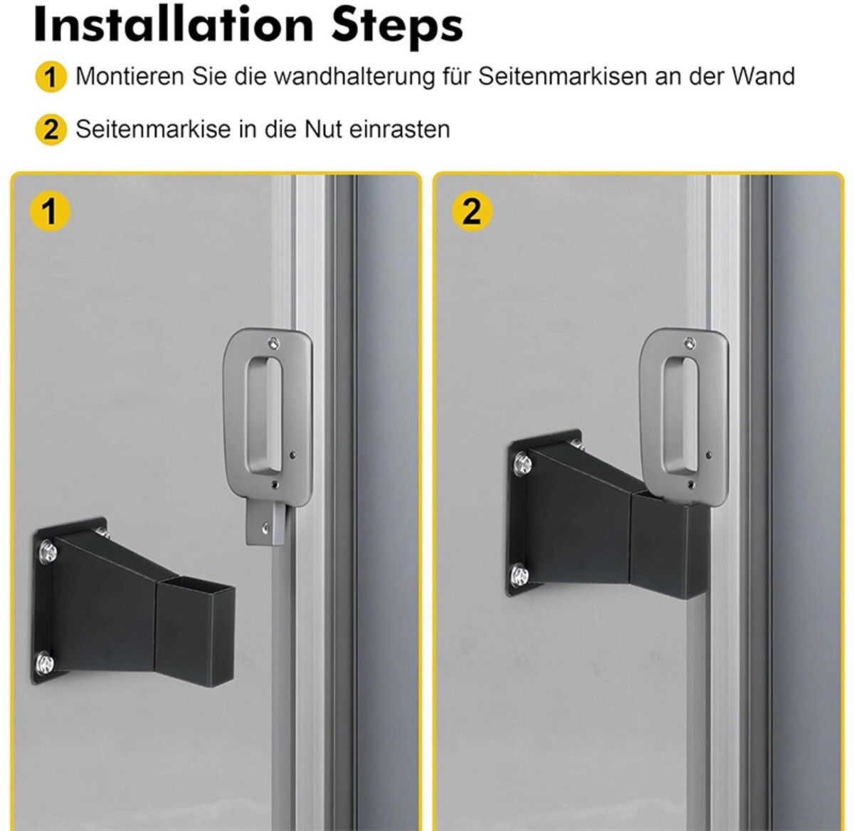 INF Seiten-Markisen-Wandhalter – Schwarzer Carbonstahl Wandhalter für einziehbare Seitenmarkisen mit elegantem Außendesign