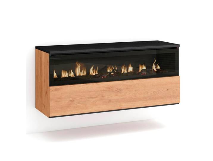 Cheminée électrique led effet bois de chêne 102x35x45cm effet feu