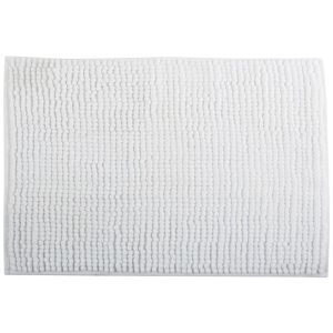 MSV Badematte Badteppich Chenille, 50 x 80 cm, weiß, aus 100 % Polyester, rutschfest