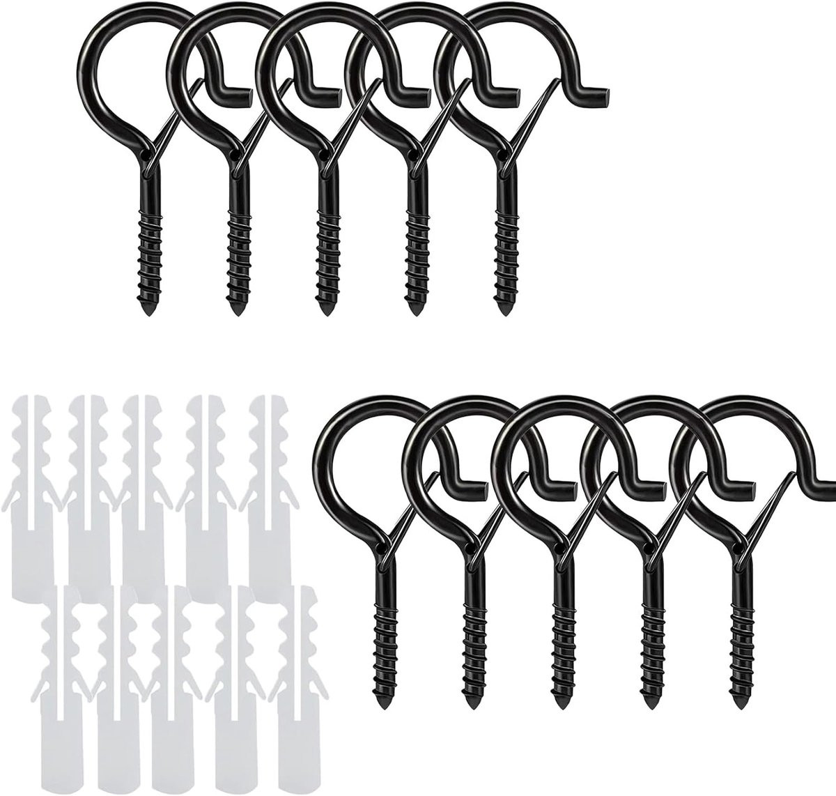 Schroefhaken Q-Hanger voor verlichting, 10 stuks, zwart met roestwerende coating