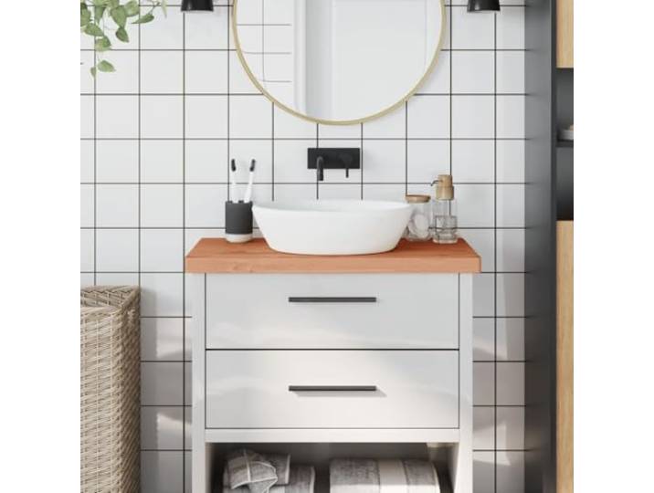LPERTGFHU Waschtischplatte 80x40x4 cm Buche Massivholzplatte Arbeitsplatte Abgerundete Ecken, Feuchtigkeitsbeständig, Vielseitig einsetzbar