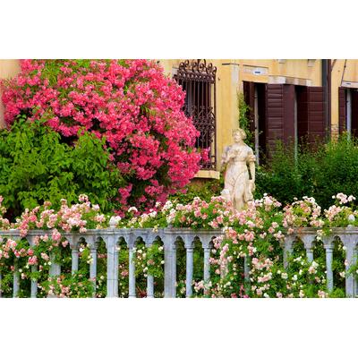 Fototapete PAPERMOON "GARTEN-BLUMEN BÄUME PFLANZEN STEINE WALD PERGOLA BLÜTEN", bunt, B:3m L:2,23m, Vlies, Tapeten