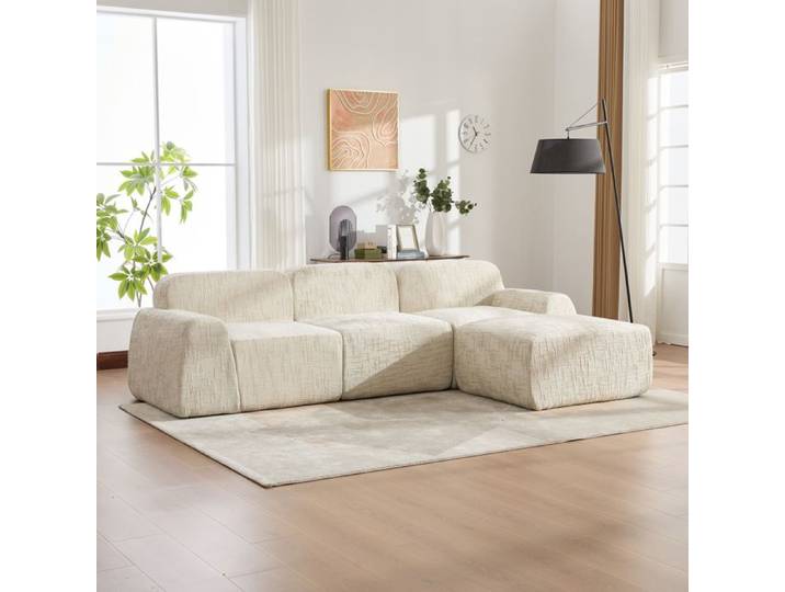 Canapé modulaire EVRYAE - sans montage structure boneless et base antidérapante usage quotidien - Beige