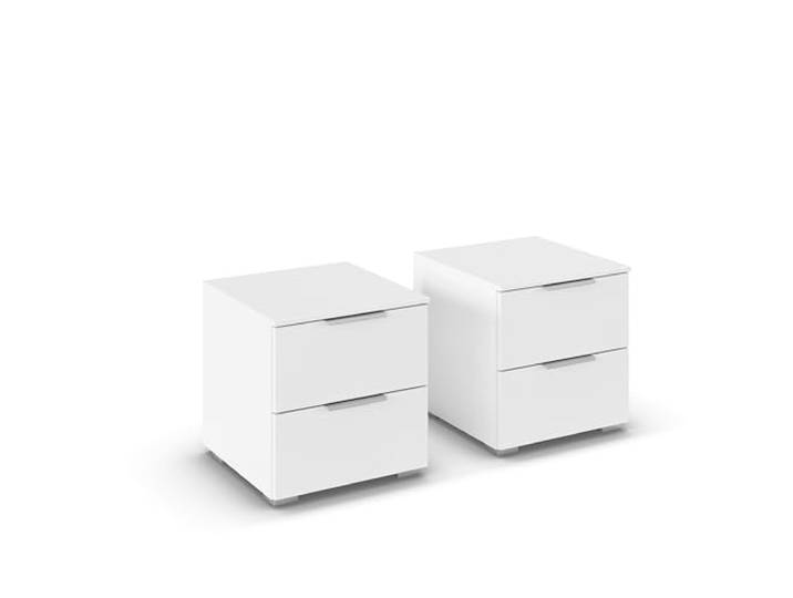 Rauch Möbel Alabama, Nachttisch-Paar, Farbe Weiß, Maße 40x42x42 cm Nachtkommoden im zeitlosen Stil, je 2 Schubladen, für Schlafzimmer, Kinderzimmer, Jugendzimmer, Gästezimmer