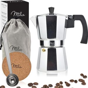 Milu Espressokocher 5048, 5-teilig, Aluminiumgehäuse, silber, 150ml, für 3 Tassen