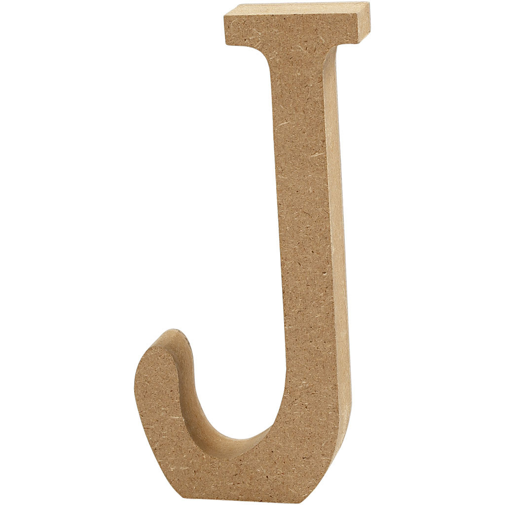 Creativ Company Letter J van MDF, Hoogte: 13 cm, Dikte: 2 cm