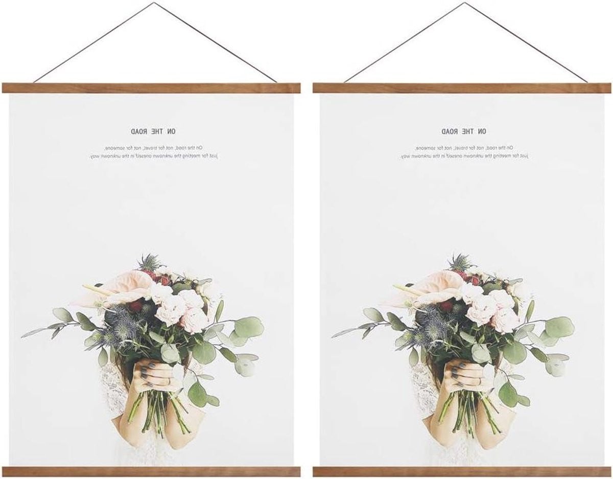 Magnetische Poster Hanger met Houten Lijst in Teakhout - 8 Inch