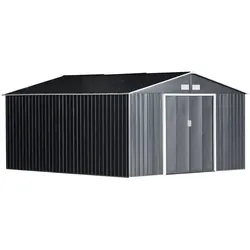 Outsunny Gerätehaus Geräteschuppen Gartenhaus Schuppen Metall Kohlegrau