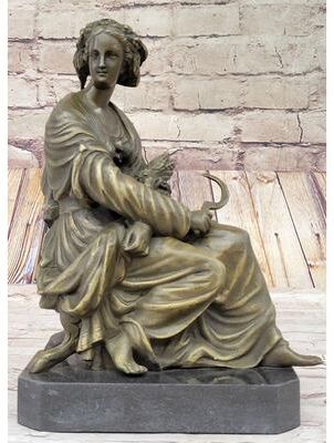 Bronzhaus Signed Moreau Victorian Girl Farmer Harvest Bronze Sculpture Figurine Figure Art