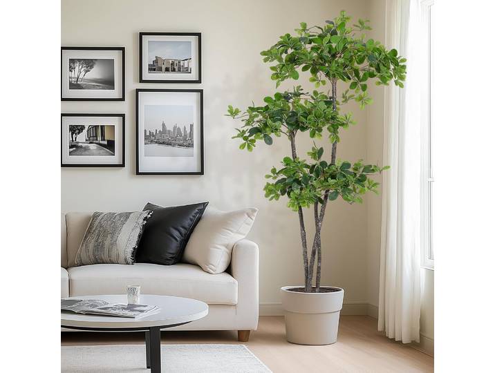 Olive noire artificielle, plante artificielle 180 cm pour usage intérieur, décoration extérieure résistante aux UV pour une pièce élégante