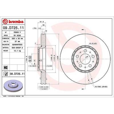 Brembo 1x Bremsscheibe [Hersteller-Nr. 09.D725.11] für Volvo