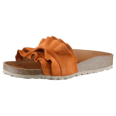 Pantolette VERBENAS "Rocio Roda", Damen, Gr. 35, Synthetik, orange, Veloursleder, unifarben, Schuhe Pantolette, Sommerschuh, Flat mit geschwungenen Laschenstoff