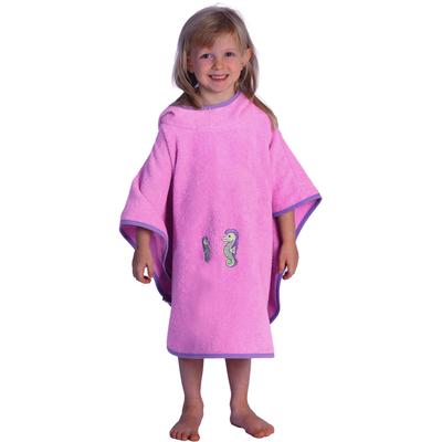 Badeponcho WÖRNER "Seepferdchen", pink (hellflieder), L:60cm, Baumwolle, Hausmäntel, maschinenwaschbar, trocknergeeignet