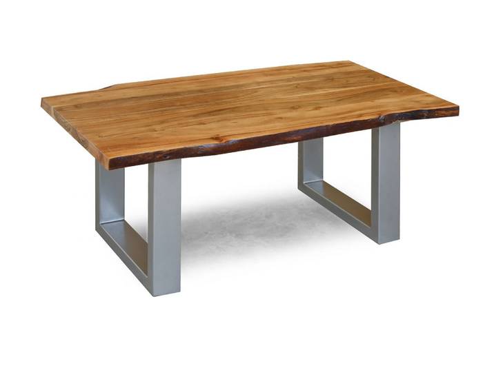 MASSIVMOEBEL24 Table basse 110x60 Acacia laqué Noisette FREEFORM #11