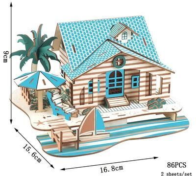 Uplifted Finds Retro Wooden Campervan 3D Car Puzzle DIY Model For Children bali Island Villa