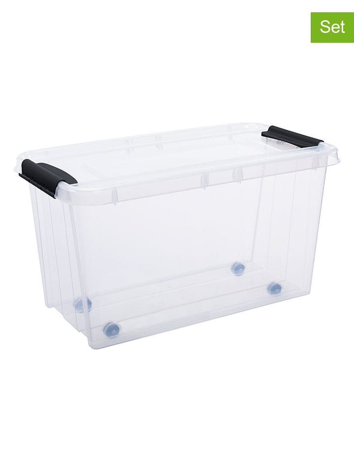 Plast Team 2er-Set: Rollkisten "Probox" in Transparent - 70 l - onesize