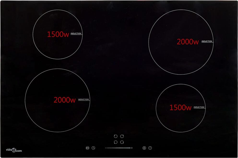 vidaXL Plaque de cuisson à induction 4 brûleurs Verre 77 cm 7000 W