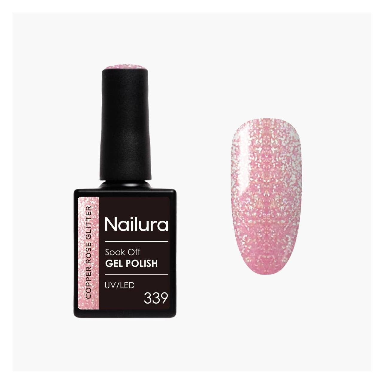 Nailura - Gel Polish 339 - Copper Rose Glitter - 10 ml (Copper Rose Glitter) (70358)