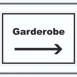 HB-Druck Garderobe Aufkleber mit Text Richtungspfeil rechts Kleidung aufbewahren waagerecht A9 (37x52mm)