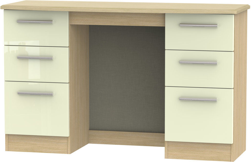 17 Stories Fully Assembled Yvette Dressing Table Oak/Cream 79.5cm H X 127.5cm W X 41.5cm D