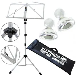 keepdrum MUS3SV Notenständer Silber mit 2 Magnete, Notenständer, Silber