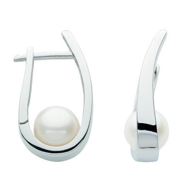 Paar Ohrhänger ADELIA´S "1 Paar 925 Silber Ohrringe / Creolen mit Süßwasser Zuchtperle", silber, Ohrringe, Damen, Damen, Silber 925 (Sterlingsilber), mit Süßwasser Zuchtperle Silberschmuck für Damen