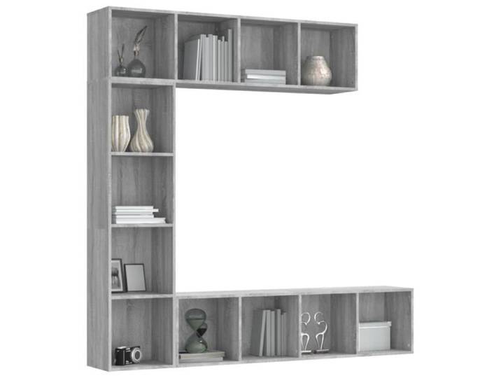 ZERODIS Ensemble bibliothèque/meuble TV 3 pcs Sonoma gris 180x30x180 cm HB012