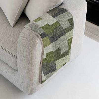 Addison Rugs Premium Machine Washable Modern Blocks Sherpa Throw Blanket