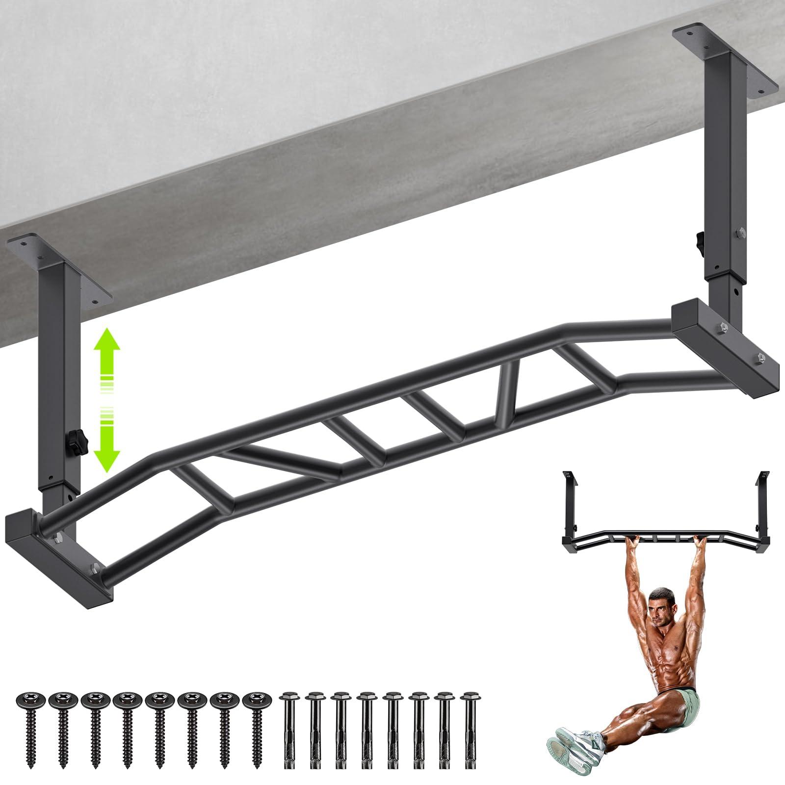 Klimmzugstange Türrahmen Deckenmontage Trainingsstange - Fünf Griffpositionen - Schwarz - Für Innen und Außen