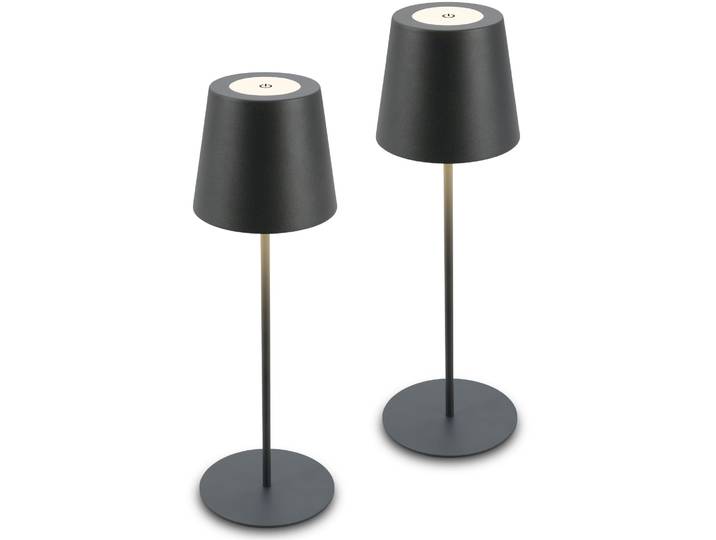 BRILONER LEUCHTEN Tischleuchte 2er Set LED Tischlampe kabellos, anthrazit , grau (anthrazit), Leuchten, 2er Set LED Tischlampe kabellos 36x10,5 cm Anthrazit, Tischleuchte