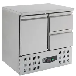 CombiSteel Gastro Kühltisch Kühltheke Kühlung 1x 1/1GN, 1 Tür & 2 Laden, 900x700x875mm NEU