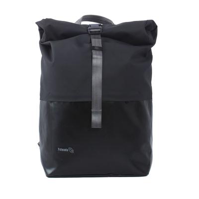 Laptoprucksack 7CLOUDS "Nomo 7.1", Damen, Gr. B/H/T: 25cm x 37cm x 14cm, onesize, schwarz, Polyethylen, Tarpaulin, Rucksäcke Laptoprucksack, mit recyceltem PET