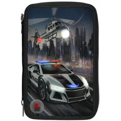 Depesche 3-Fach Federtasche Monster Cars LED Polizeiauto