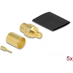 Delock SMA Buchse zum Crimpen LMR400 mit passendem Schrumpfschlauch, Antennenkabel