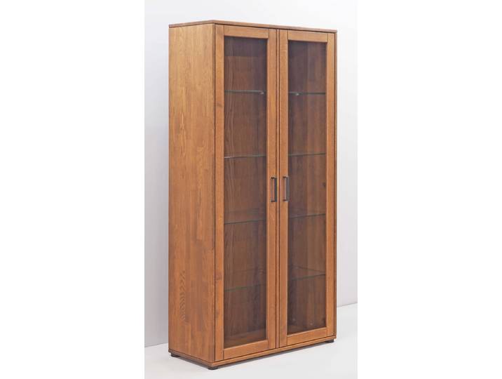 Schrank Mido 60726 in Wildeiche massiv mit 2 Glastüren – Montierte Lieferung – 3%-Vorkasse-Rabatt