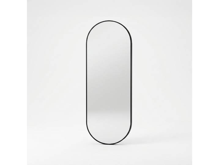 Grand miroir mural ovale avec cadre en métal noir 60 x 165 cm