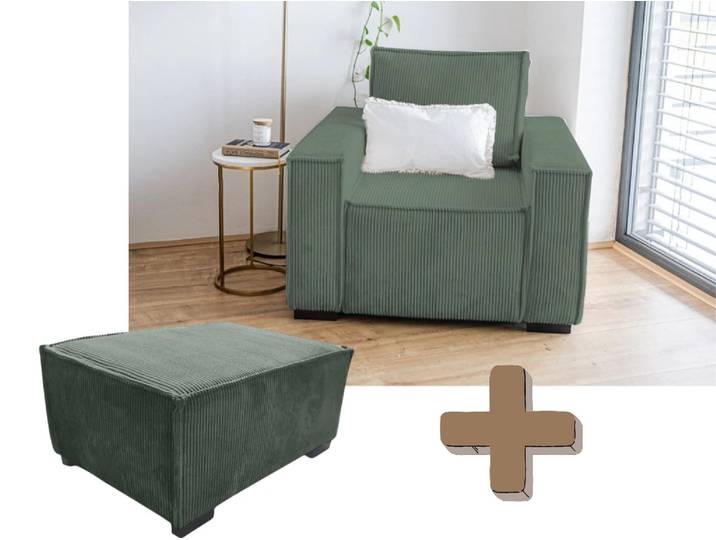 Sessel mit Hocker SMART SET, dunkelgrün