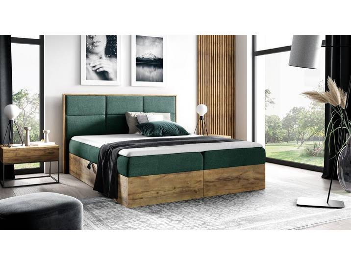 Fun Möbel Boxbett Schlafzimmerbett BARTEL in Stoff Faro (inkl. Kaltschaumtopper), Rahmen des Bettes in Artisan Eichen-Optik