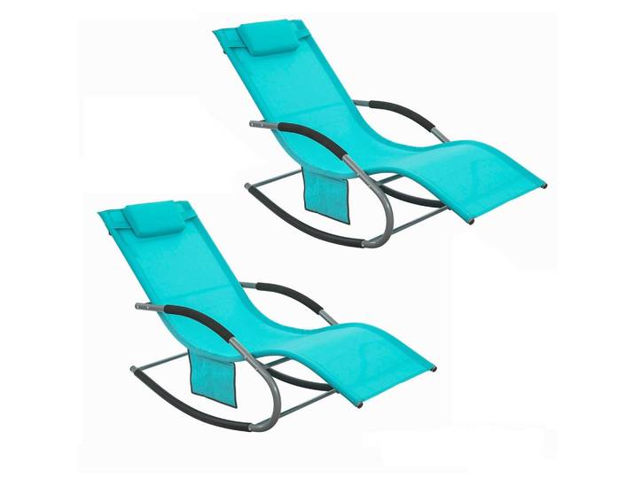 SONNENLIEGE 2 Personen, Gartenliege bis 150kg, Türkis