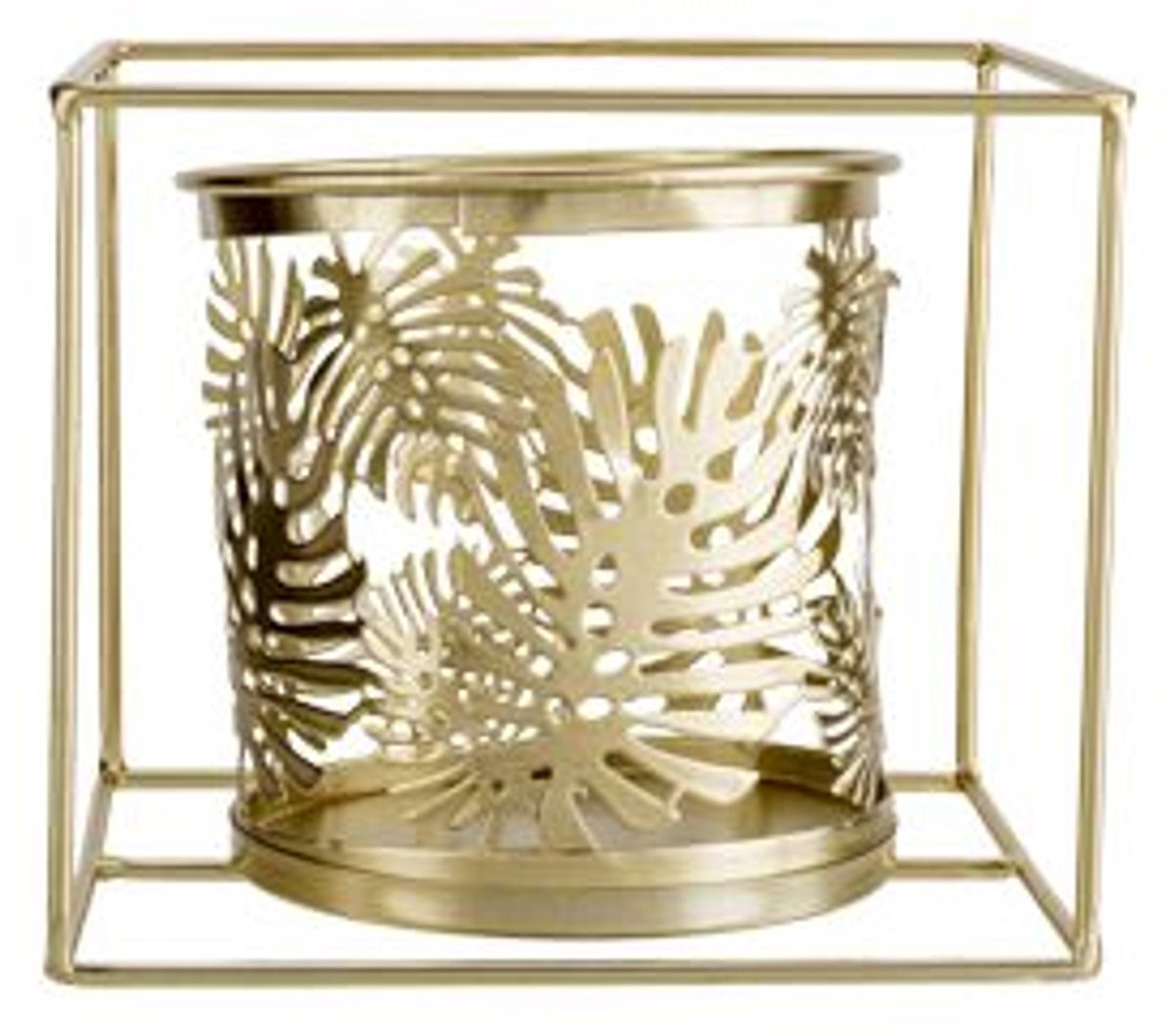 Cosy @ Home Theelichthouder Leaf Pot Goud 11 x 10,5 cm