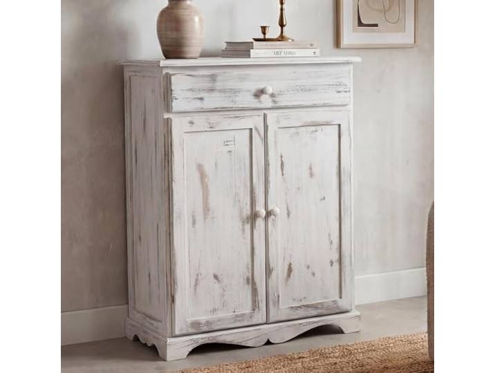 Mendler Kommode Shabby-Look AM, 78x66x33cm - weiß Schrank, Vintage