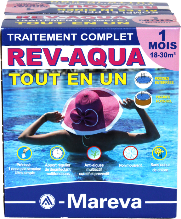 Traitement complet Mareva Rev-Aqua 1 mois - piscine 18-30 m3 (Revaqua)
