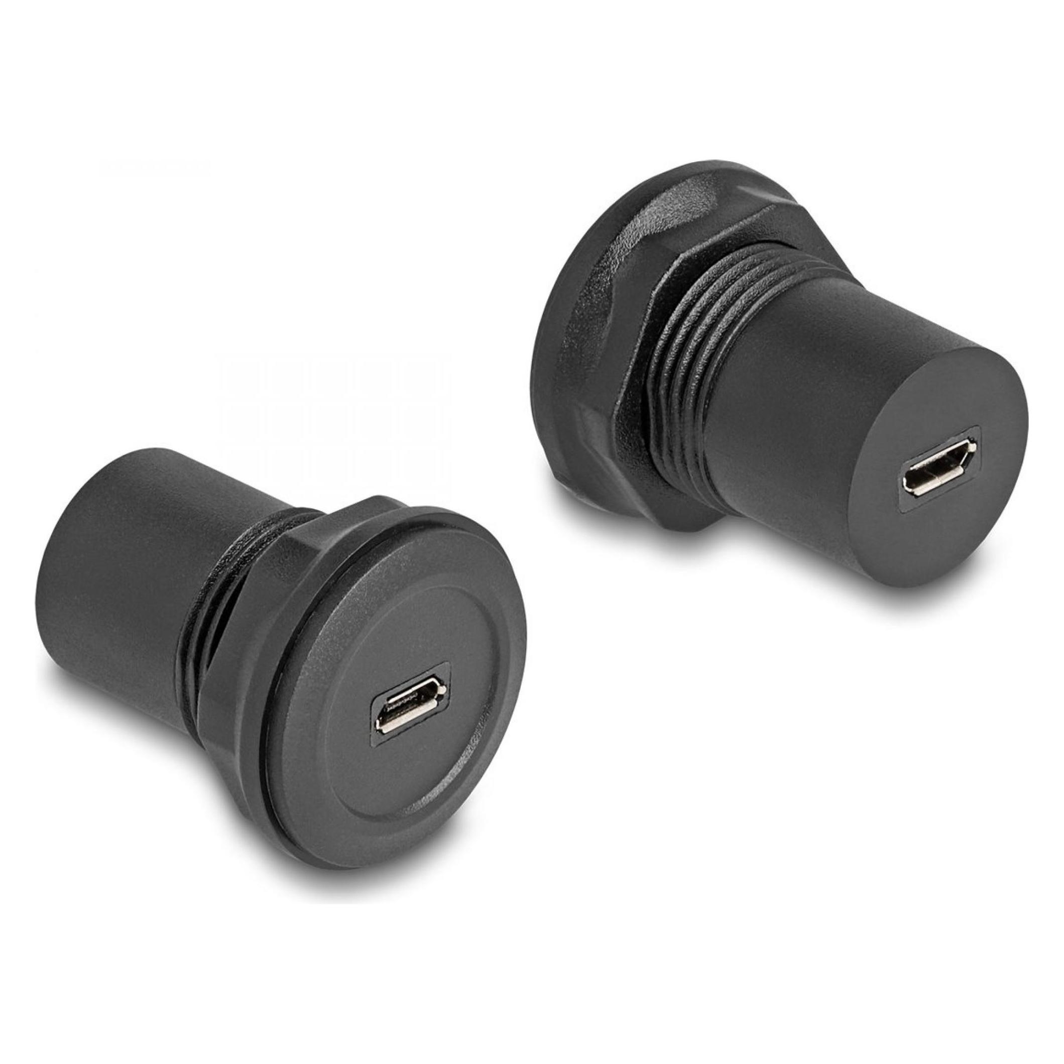 Delock USB 2.0 Typ Micro-B zu USB 2.0 Typ Micro-B Einbaubuchse schwarz (Micro USB, Micro USB) (66743)