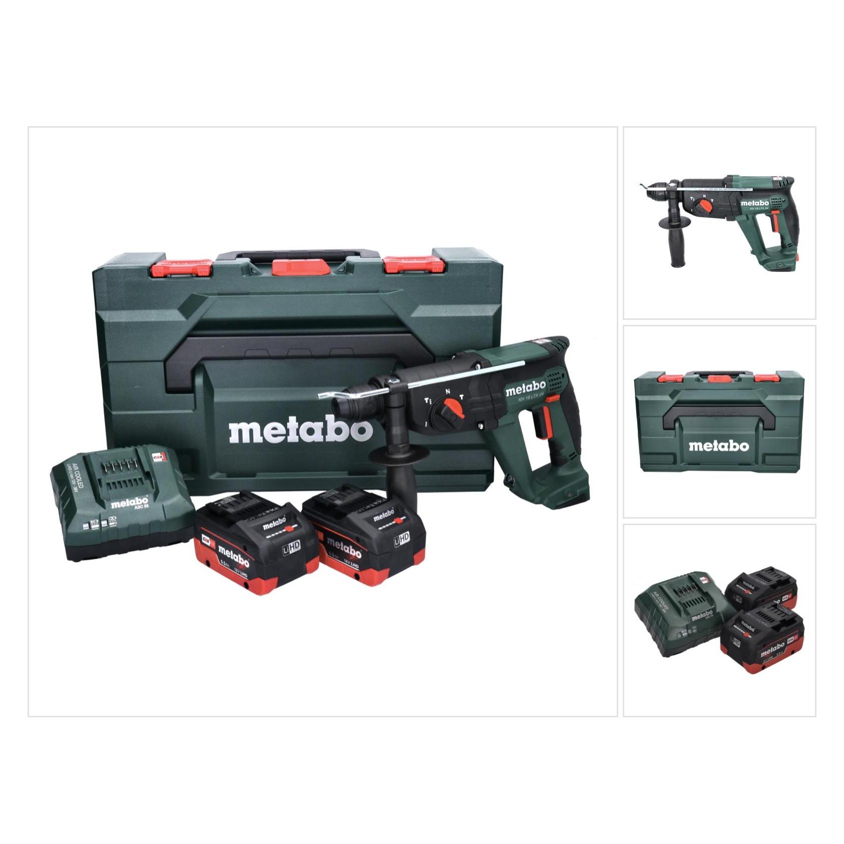 Metabo KH 18 LTX 24 Akku Kombihammer 18 V 2,1 J SDS plus + 2x Akku 5,5 Ah + Ladegerät + metaBOX (Bohrhammer) (601712840)
