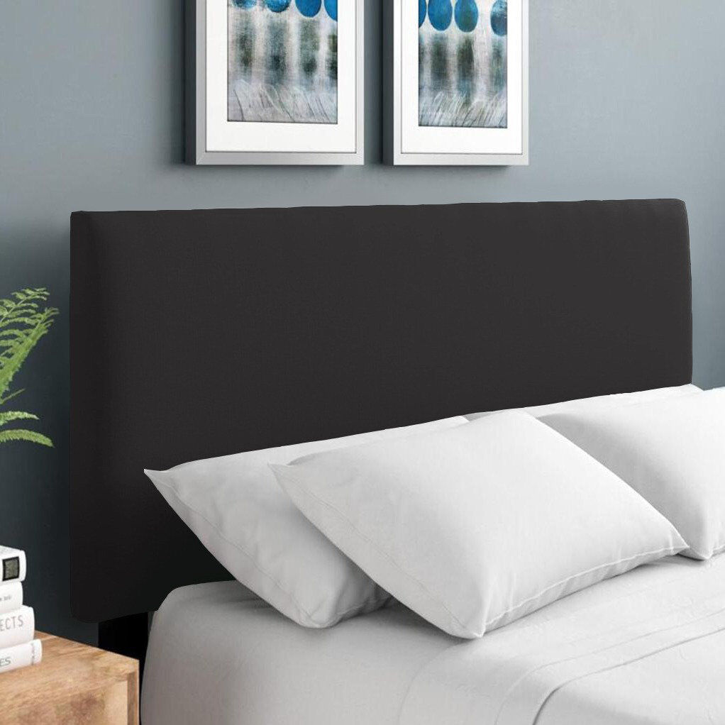 17 Stories Erian Upholstered Chenille Headboard Velvet/Black Kingsize (5')