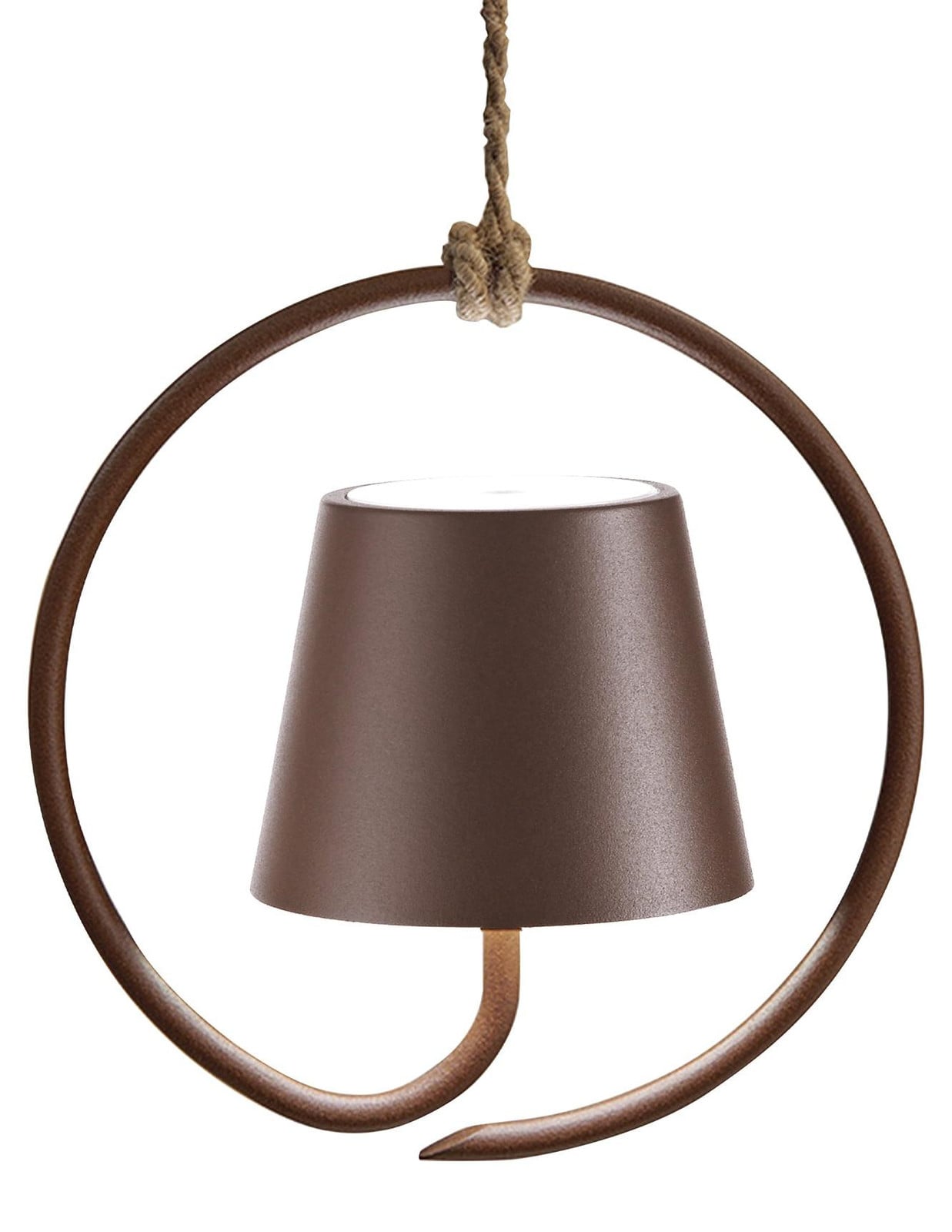 Zafferano Poldina Corten LED-hanglamp, oplaadbaar en dimbaar